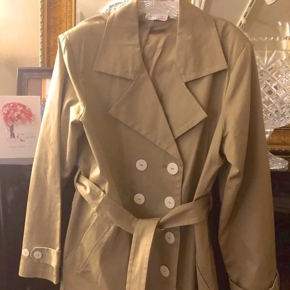 COPY - VINTAGE Linea by Louis Dell'Olio Trench Coat Women's L Tan Beige Brown - Picture 4 of 15